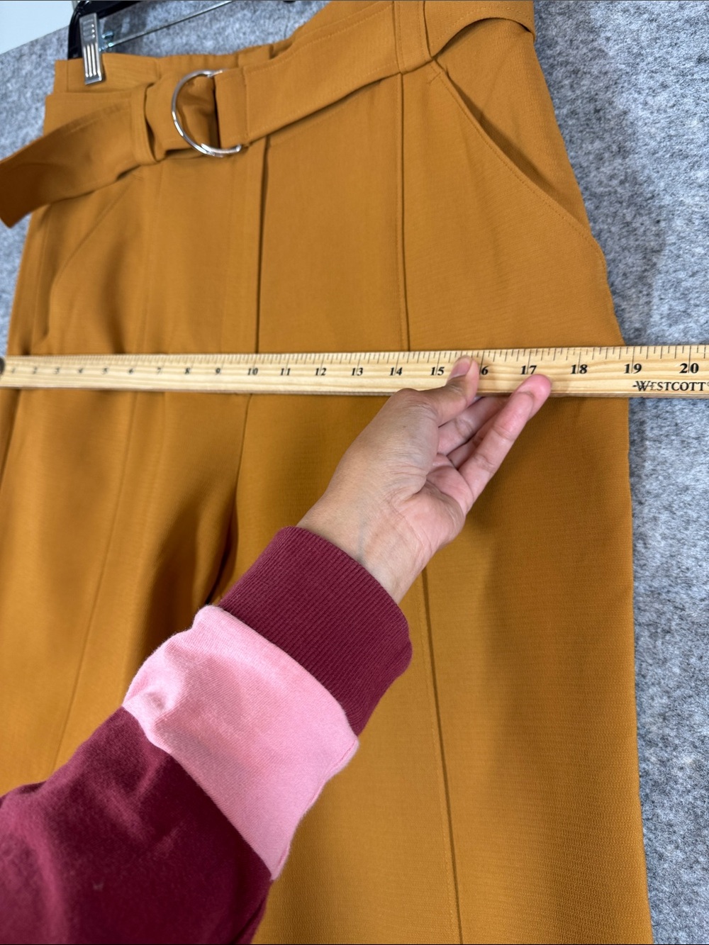 A.L.C. Foster Belted Flare Pants Mustard Size 10 Quiet Luxury Chic Office Career - Picture 6 of 14